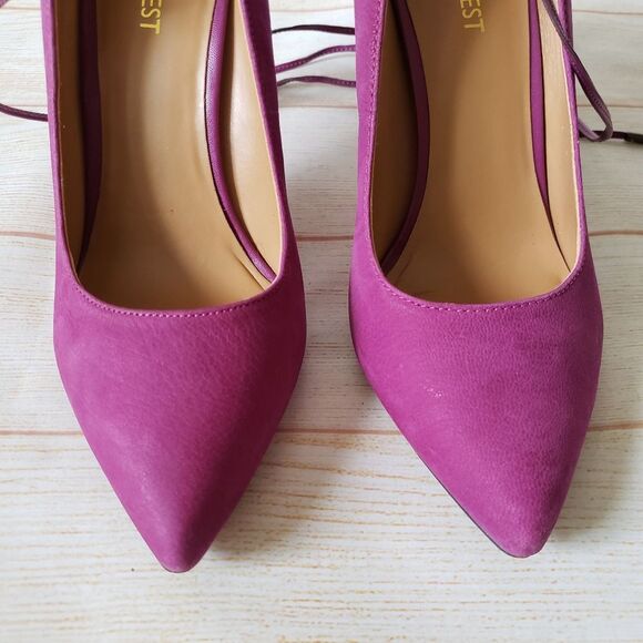 Nine West Ebba Leather Ankle Strap Pointy Toe Stiletto Heels Pumps Pink Size 8M - Picture 9 of 16